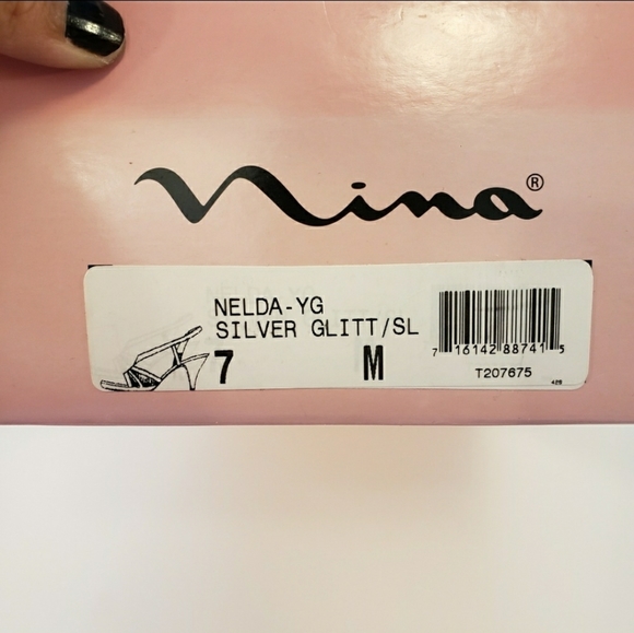 Nina Nelda Silver Glitter Heels - Picture 5 of 7